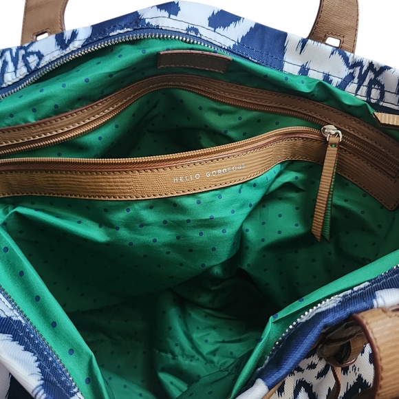 Stella & Dot Navy Ikat Print Tote Bag – Durable Travel/Everyday Carryall NWOT - Picture 7 of 13